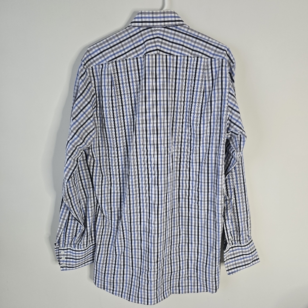 NWT Turnbull & Asser Long Sleeve Button Down Shirt 15.5 Blue/Gray Check Plaid - Picture 7 of 12
